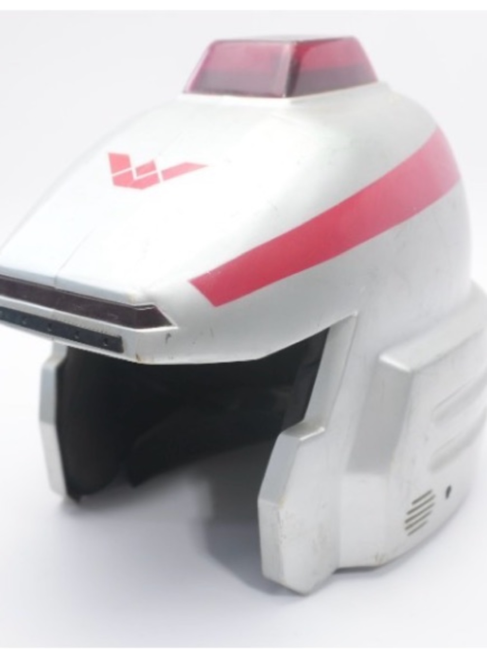 White Retro Lazer helmet 1986Style Helmet with Pink Stripe